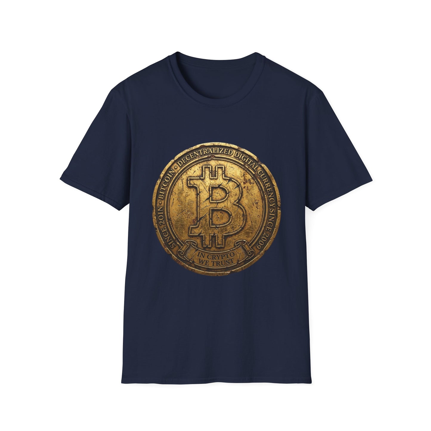 Bitcoin Coin Graphic T-Shirt — Vintage Gold Crypto Tee for Bitcoin Fans