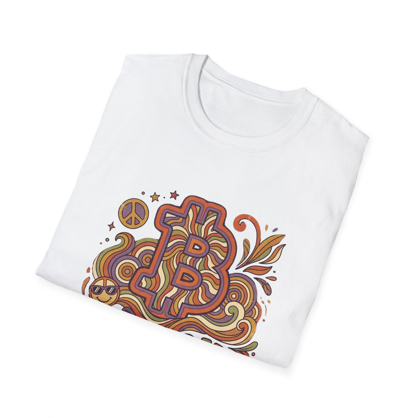 Groovy Retro Bitcoin Graphic T-Shirt | Cryptocurrency Logo Tee