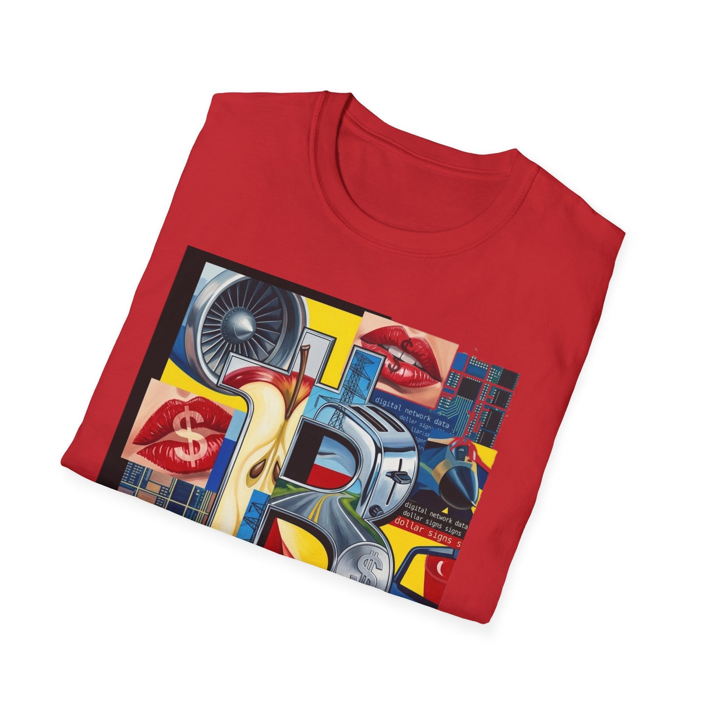 Retro Pop Art 'Ride' Graphic T-Shirt — Vintage Collage Motorcycle & Lips Design