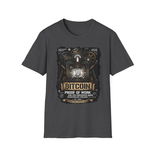 Bitcoin Proof of Work T-Shirt — Crypto Miner Vintage Graphic Tee