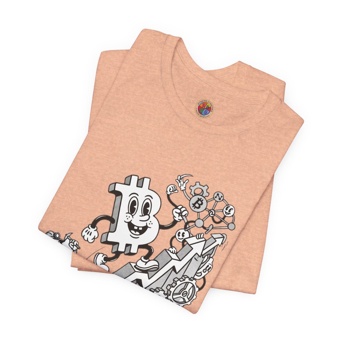 Bitcoin Growth Cartoon Tee — Crypto Stairs Illustration T-Shirt