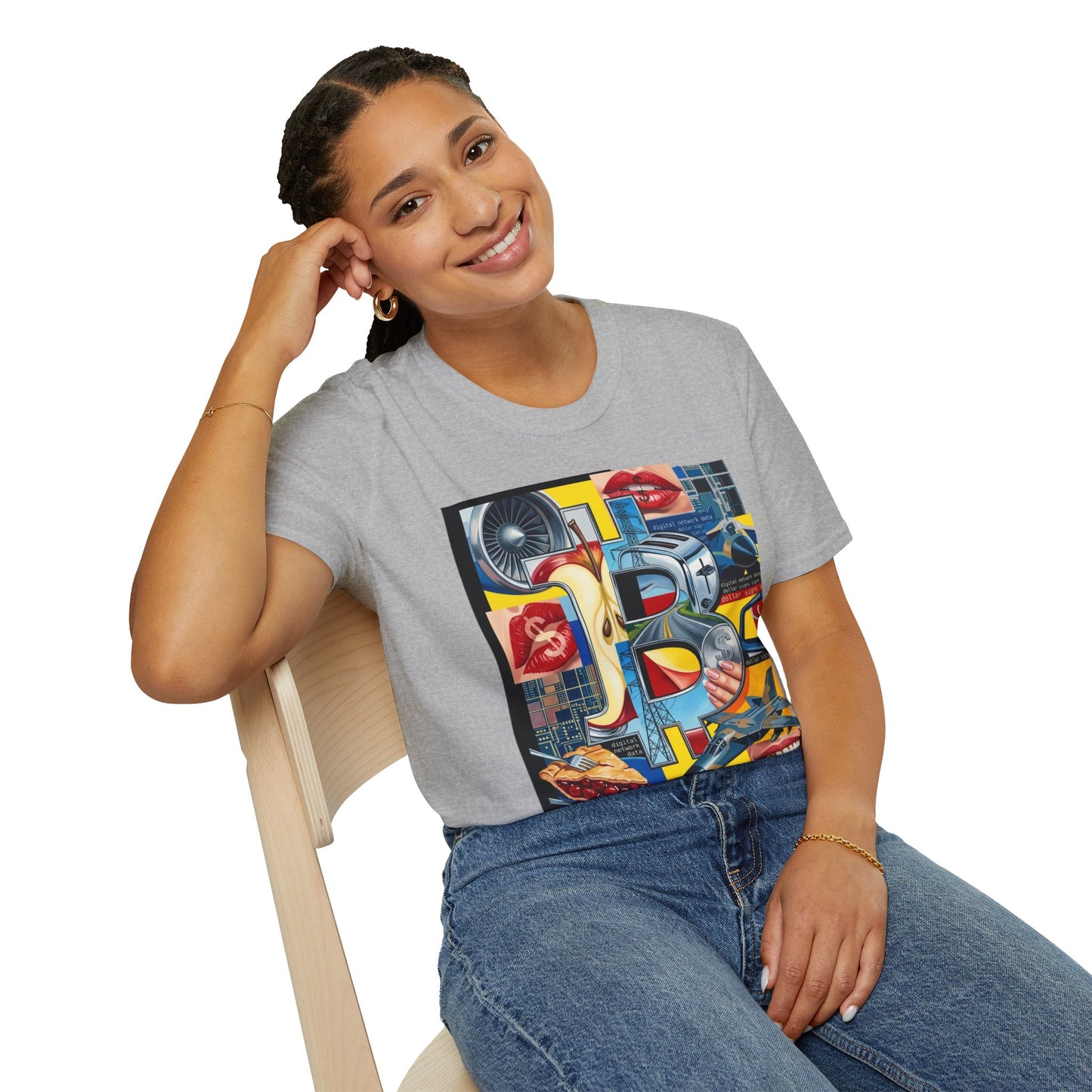 Retro Pop Art 'Ride' Graphic T-Shirt — Vintage Collage Motorcycle & Lips Design
