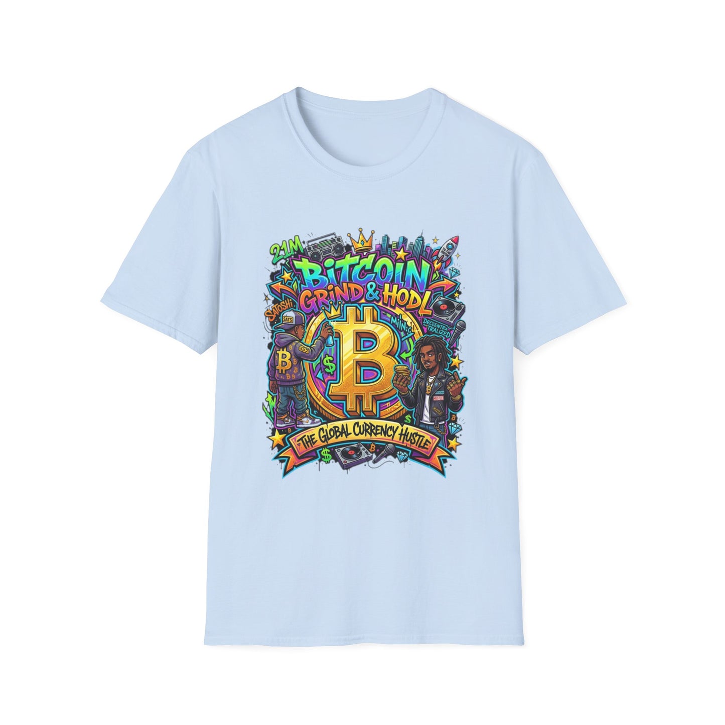 Bitcoin Grind & HODL T-Shirt — Crypto Currency Street Art Tee