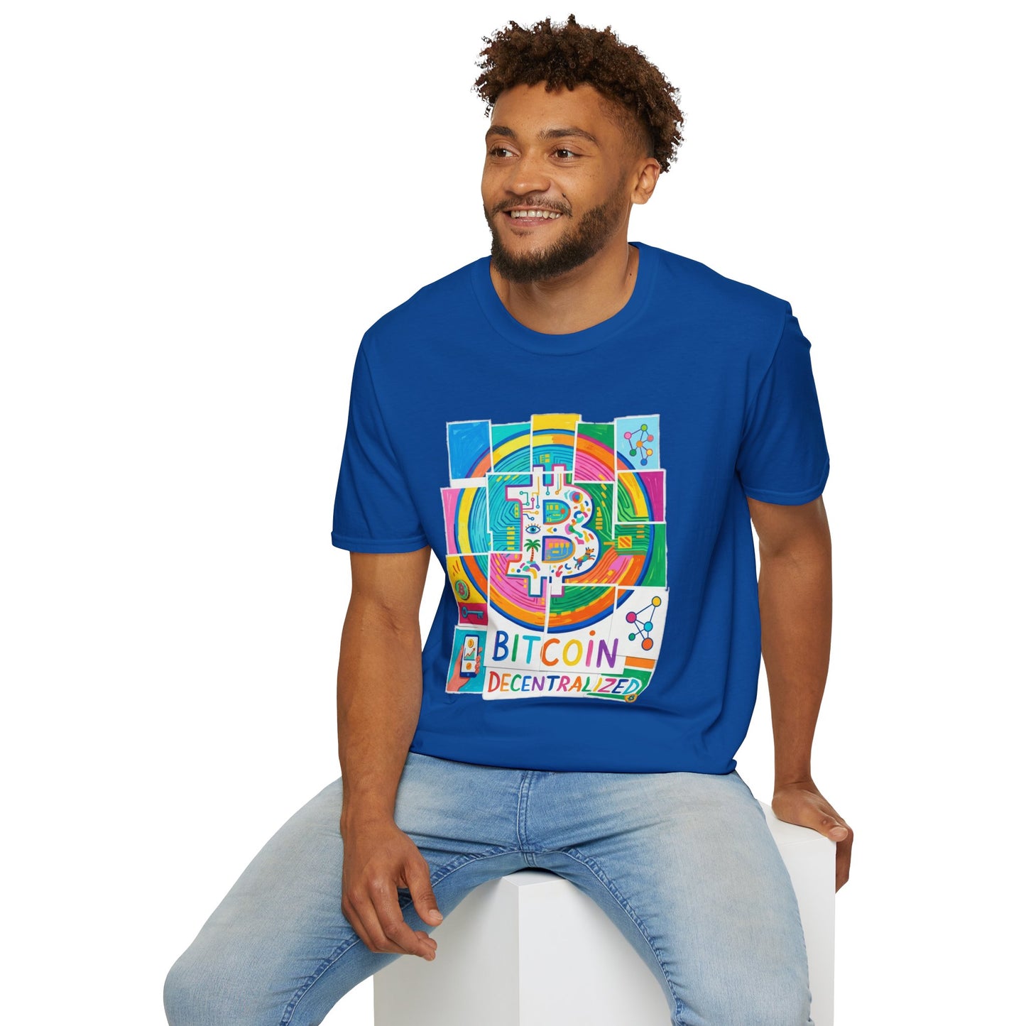 Bitcoin Decentralized Graphic T-Shirt — Colorful Crypto Logo Tee