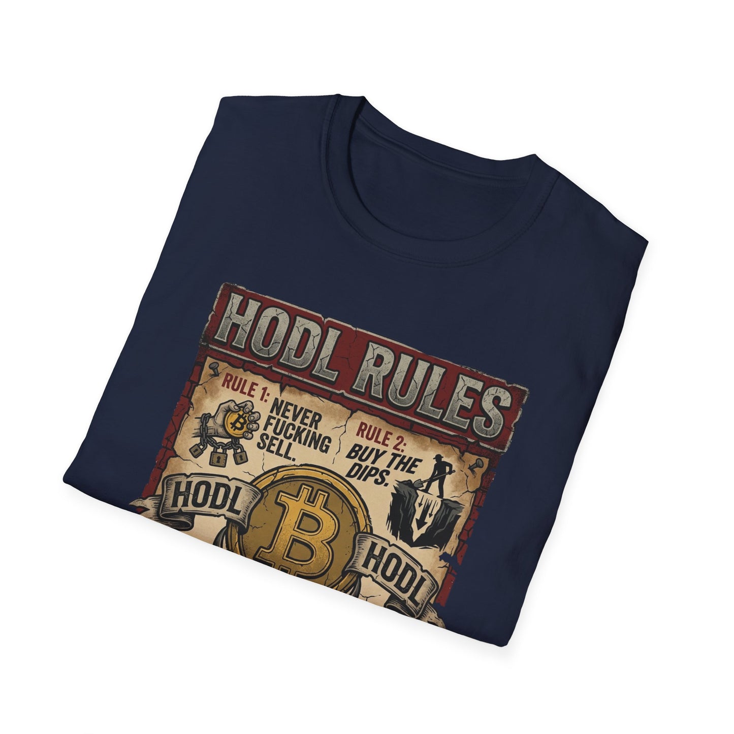 HODL Rules Bitcoin T-Shirt — Crypto Hodler Poster Graphic Tee