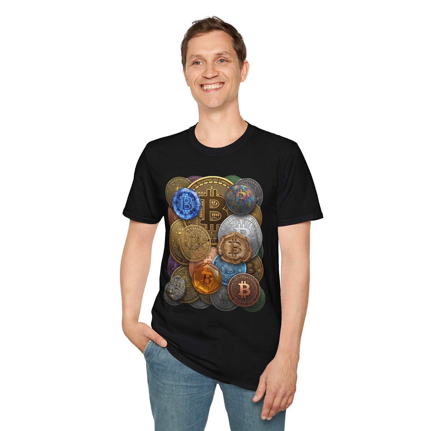 Bitcoin Crypto Coins Graphic T‑Shirt — Cryptocurrency Investor Tee