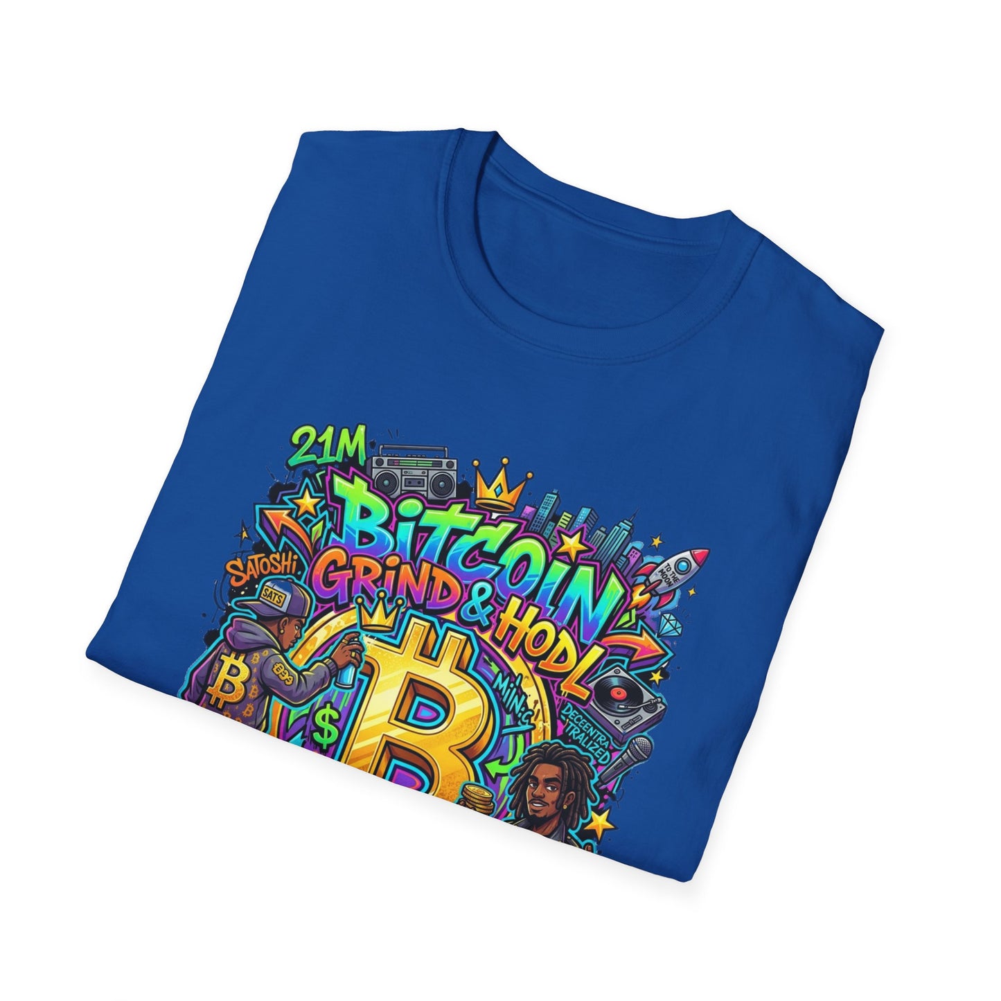 Bitcoin Grind & HODL T-Shirt — Crypto Currency Street Art Tee