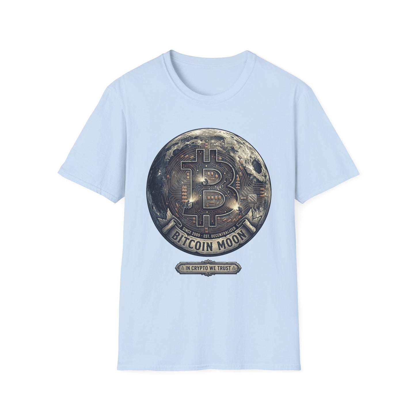 Bitcoin Moon Graphic T-Shirt — “In Crypto We Trust” Crypto Enthusiast Tee
