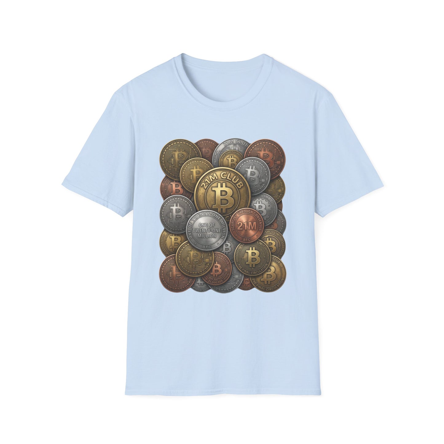 21M Club Coins Stack T-Shirt — Bitcoin & Altcoin Vintage Coins Tee