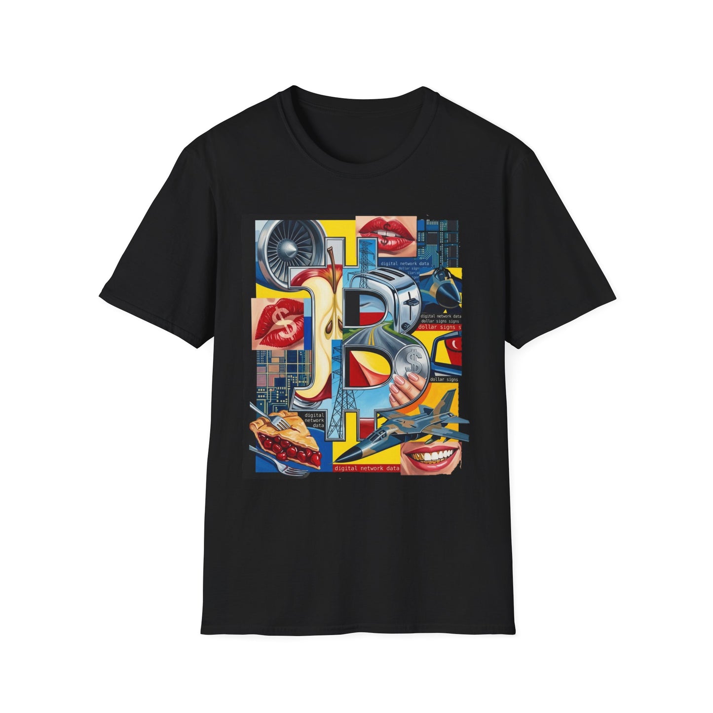 Retro Pop Art 'Ride' Graphic T-Shirt — Vintage Collage Motorcycle & Lips Design