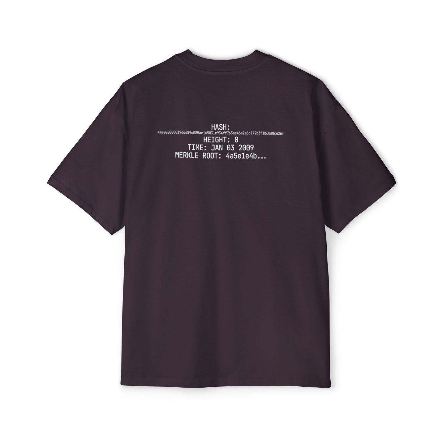 Bitcoin Genesis Block Tee — Coordinates Back & SHA-256 Front