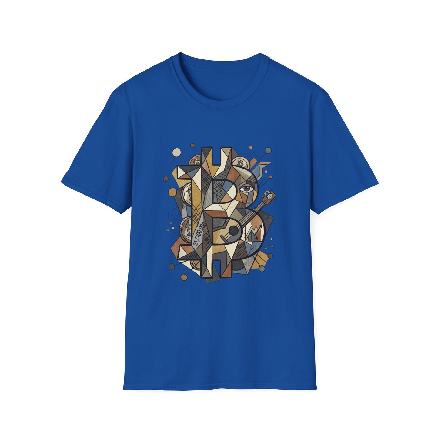 Abstract Geometric Bitcoin T-Shirt — Retro Music Art Tee