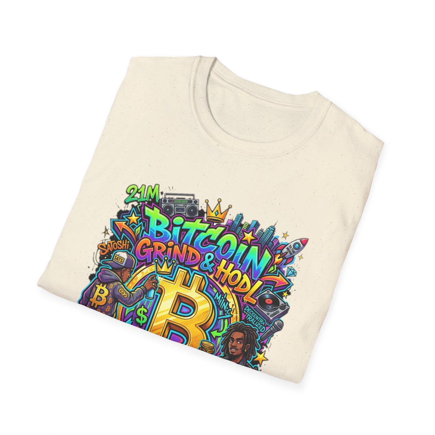 Bitcoin Grind & HODL T-Shirt — Crypto Currency Street Art Tee