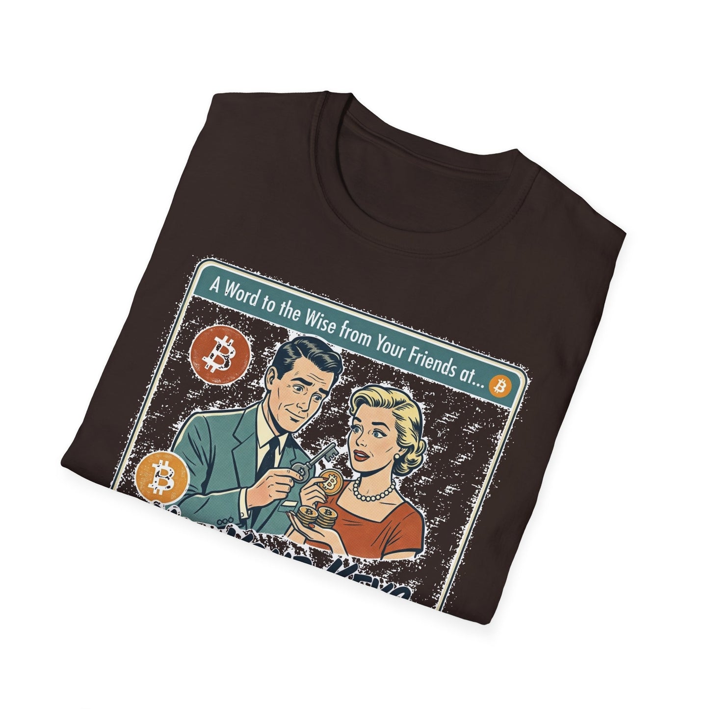 Bitcoin Retro Safety Tee — "Not Your Keys, Not Your Coins!"