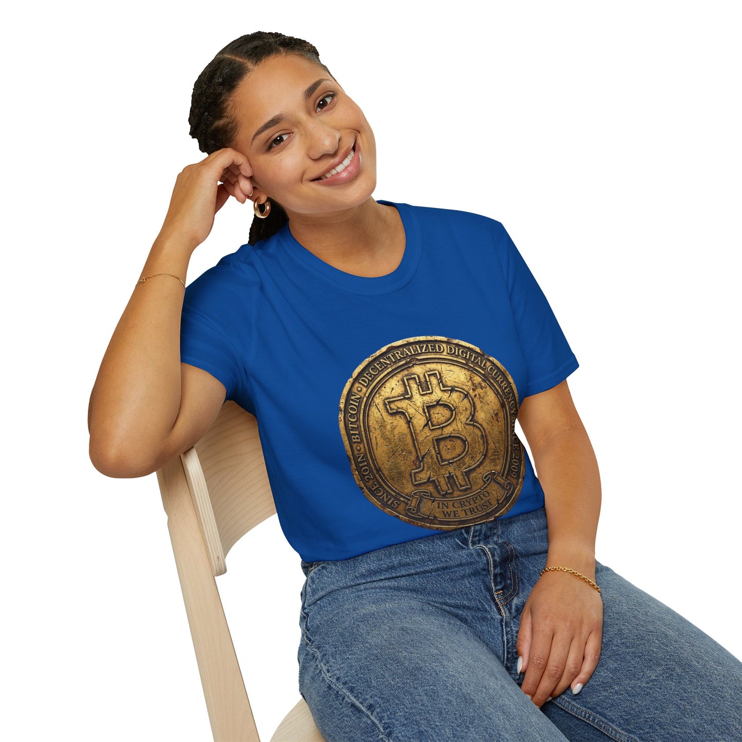 Bitcoin Coin Graphic T-Shirt — Vintage Gold Crypto Tee for Bitcoin Fans