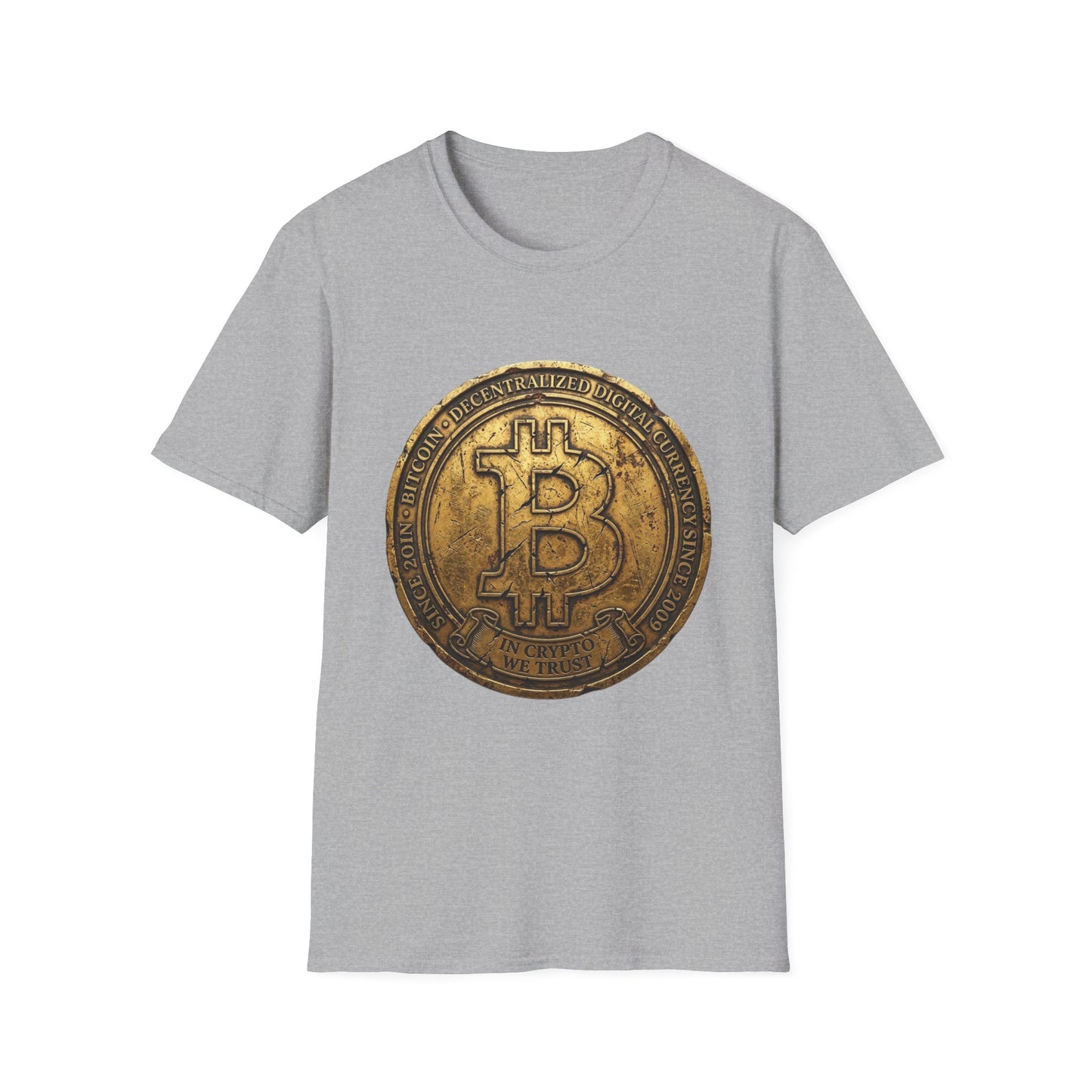 Bitcoin Coin Graphic T-Shirt — Vintage Gold Crypto Tee for Bitcoin Fans