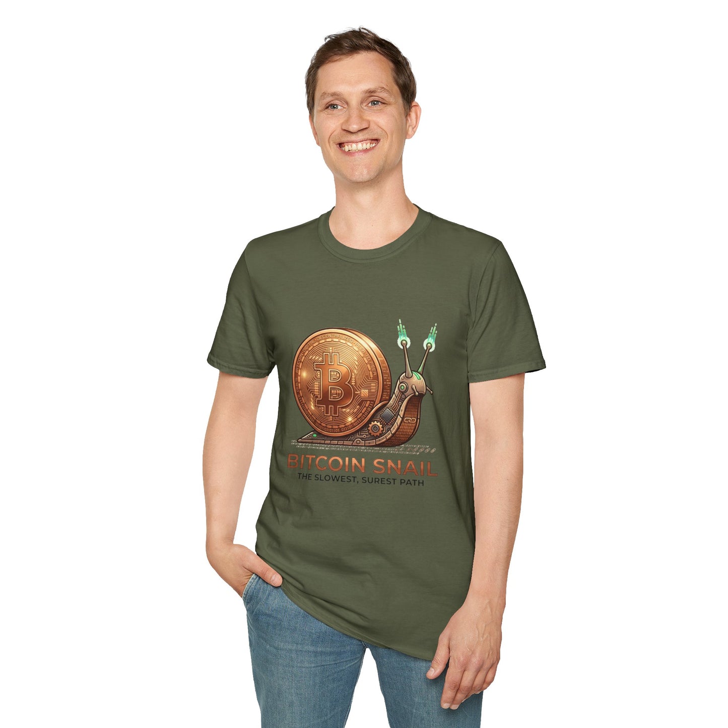 Bitcoin Snail T-Shirt — "Bitcoin Snail: The Slowest, Surest Path" Crypto Tee