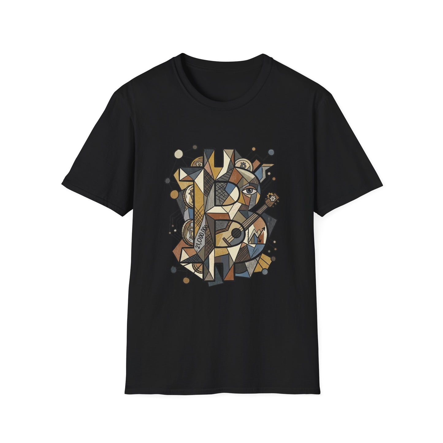 Abstract Geometric Bitcoin T-Shirt — Retro Music Art Tee