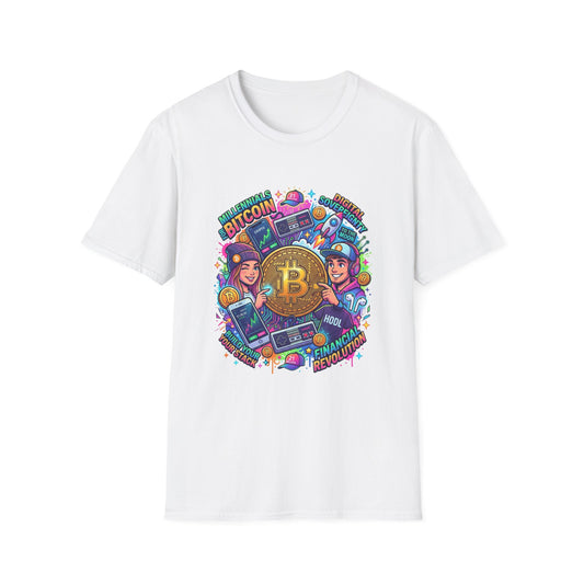 Bitcoin Millennial Crypto Crew T‑Shirt — Colorful Crypto Mining Graphic Tee