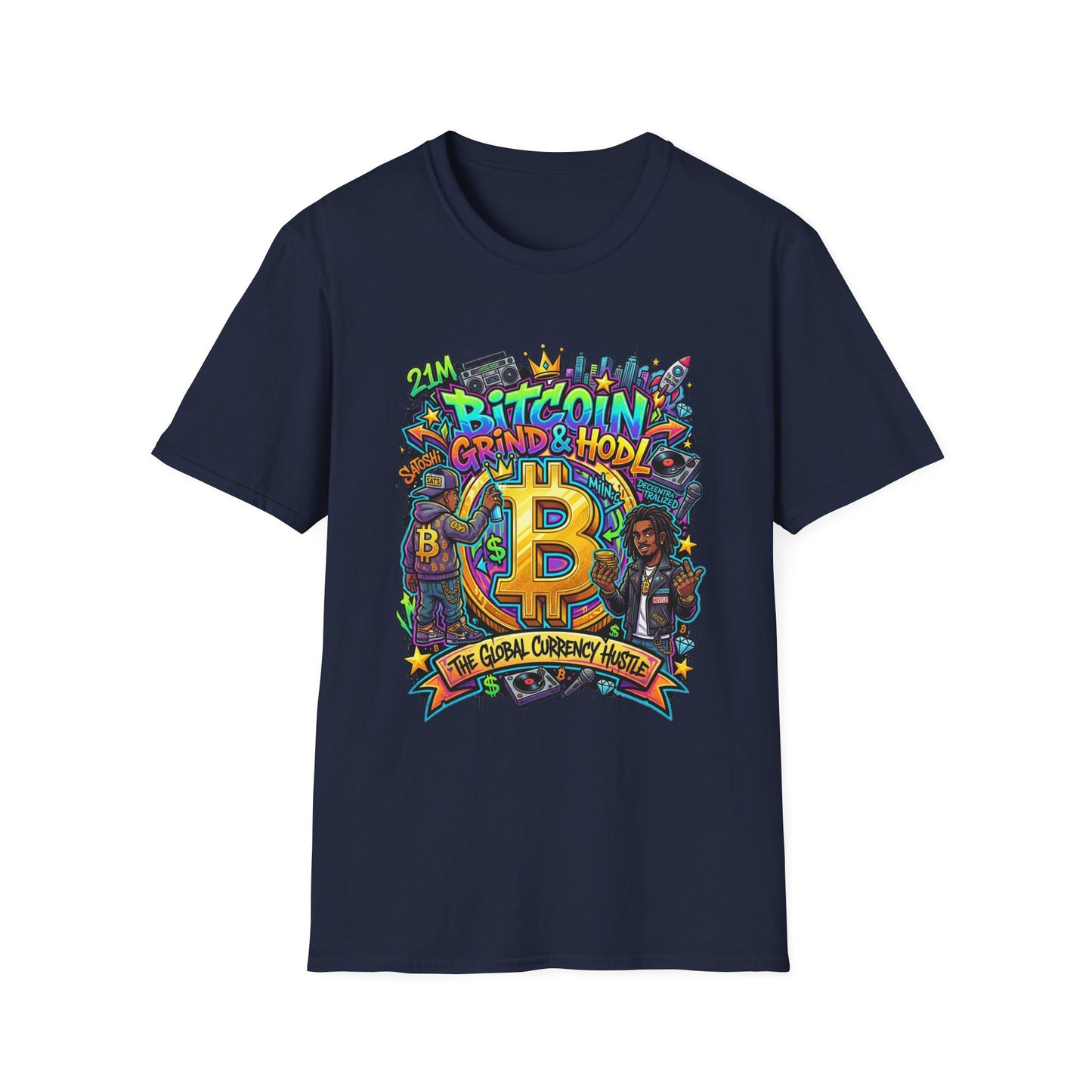 Bitcoin Grind & HODL T-Shirt — Crypto Currency Street Art Tee