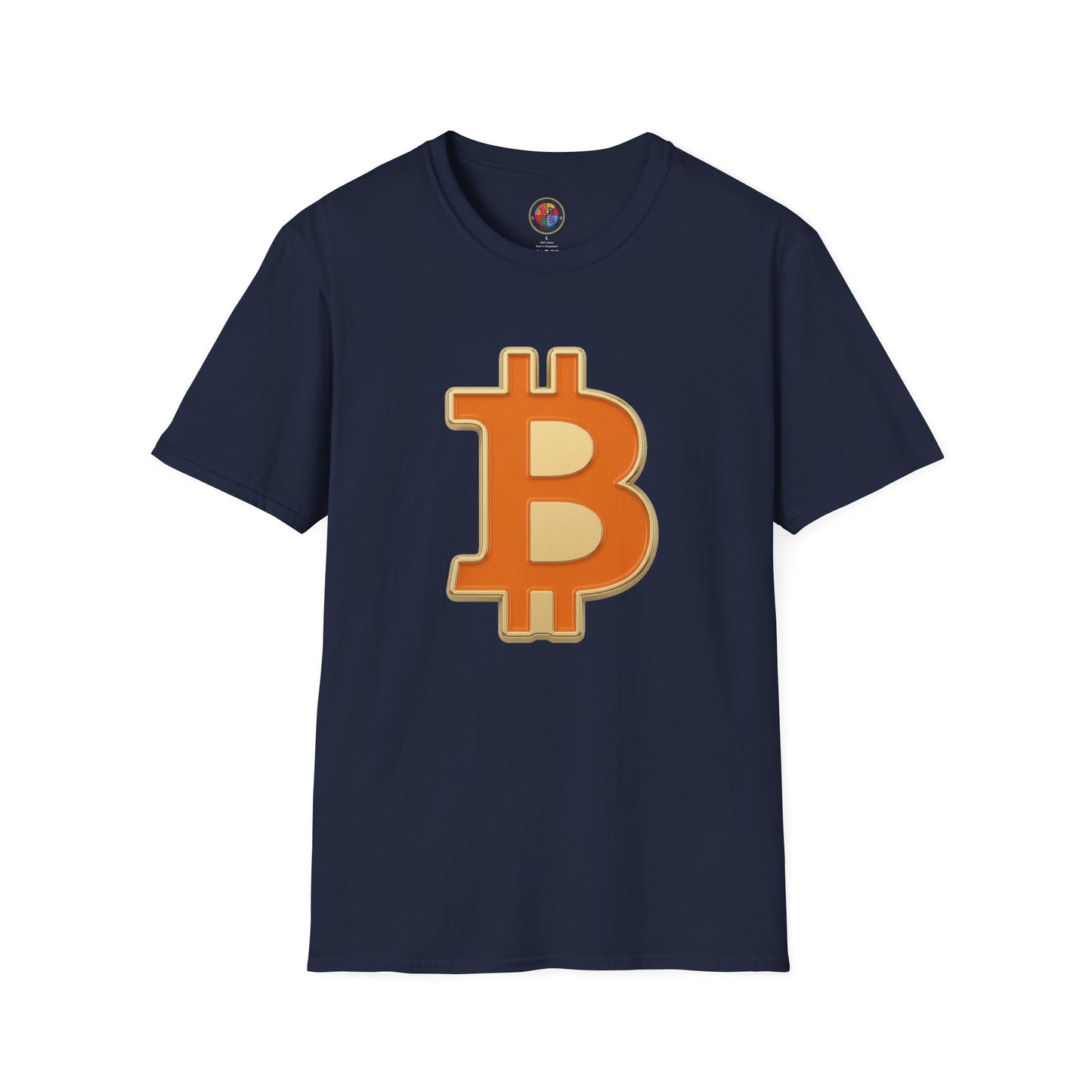 Bitcoin Enamel Logo T-Shirt — Retro Orange Crypto Tee