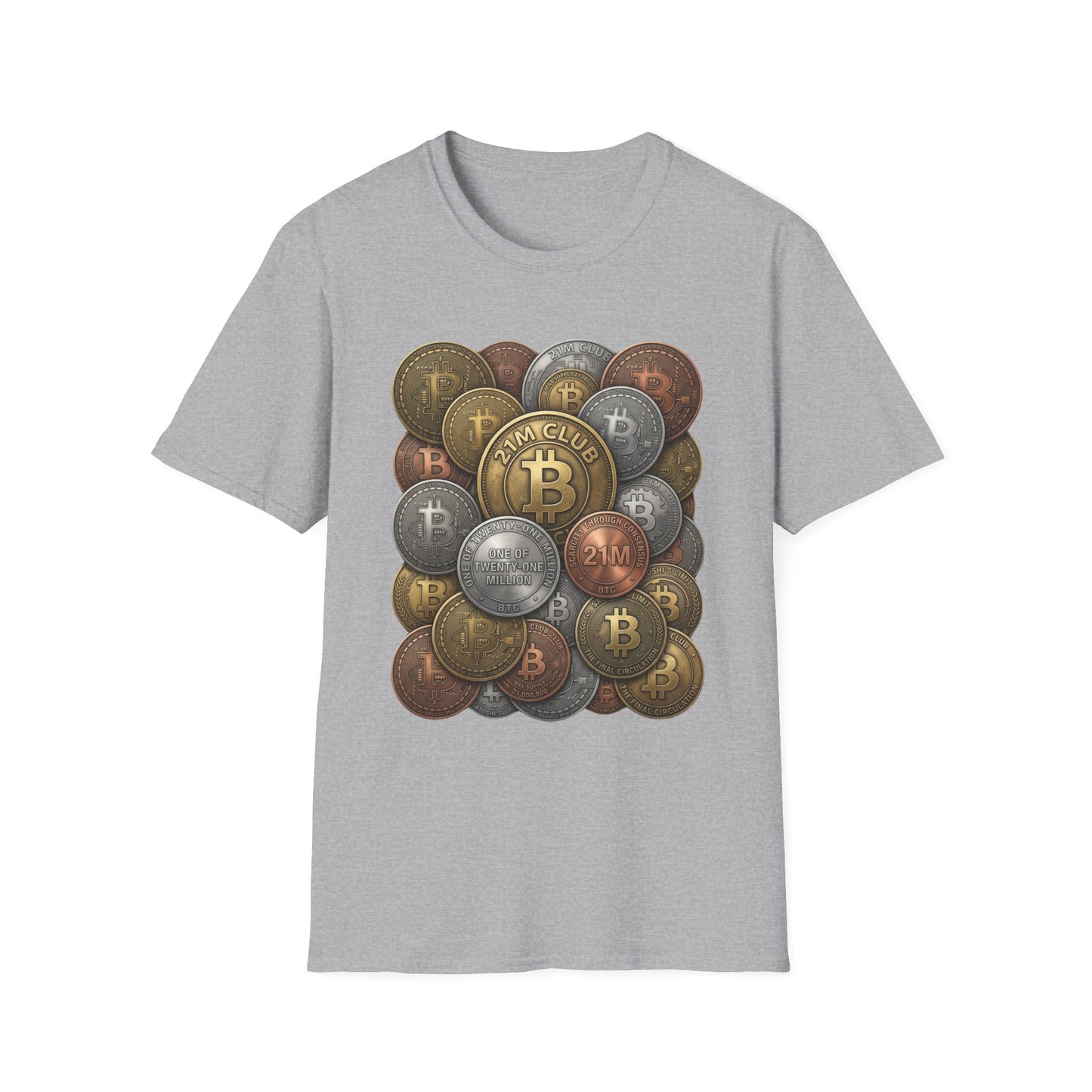 21M Club Coins Stack T-Shirt — Bitcoin & Altcoin Vintage Coins Tee