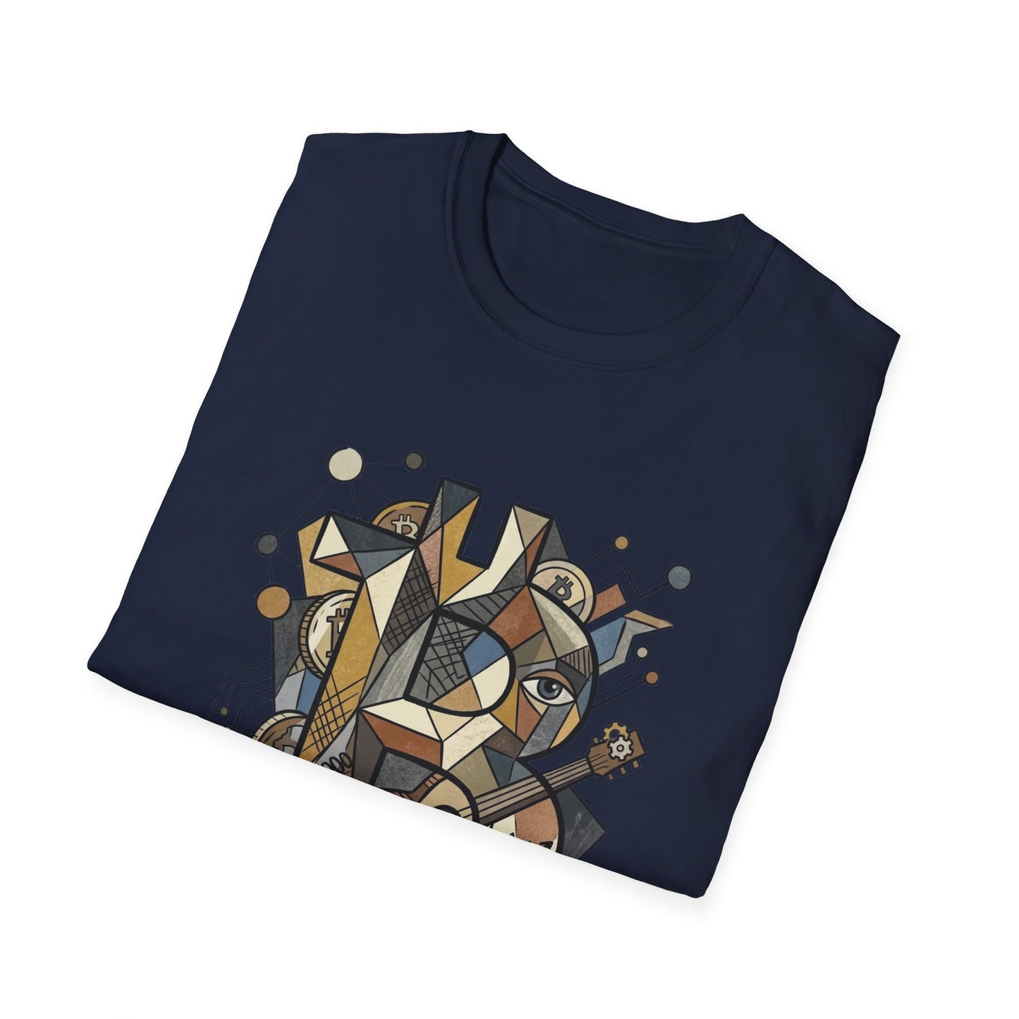 Abstract Geometric Bitcoin T-Shirt — Retro Music Art Tee