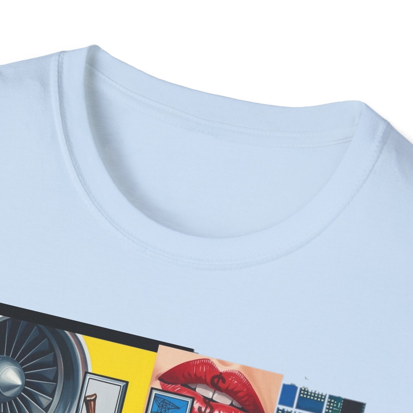 Retro Pop Art 'Ride' Graphic T-Shirt — Vintage Collage Motorcycle & Lips Design