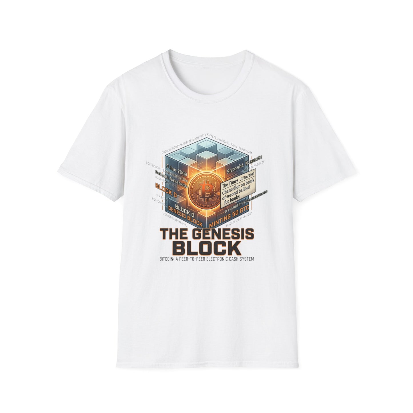 T-Shirt — The Genesis Block Bitcoin Graphic Tee (Cryptocurrency Miner Design)
