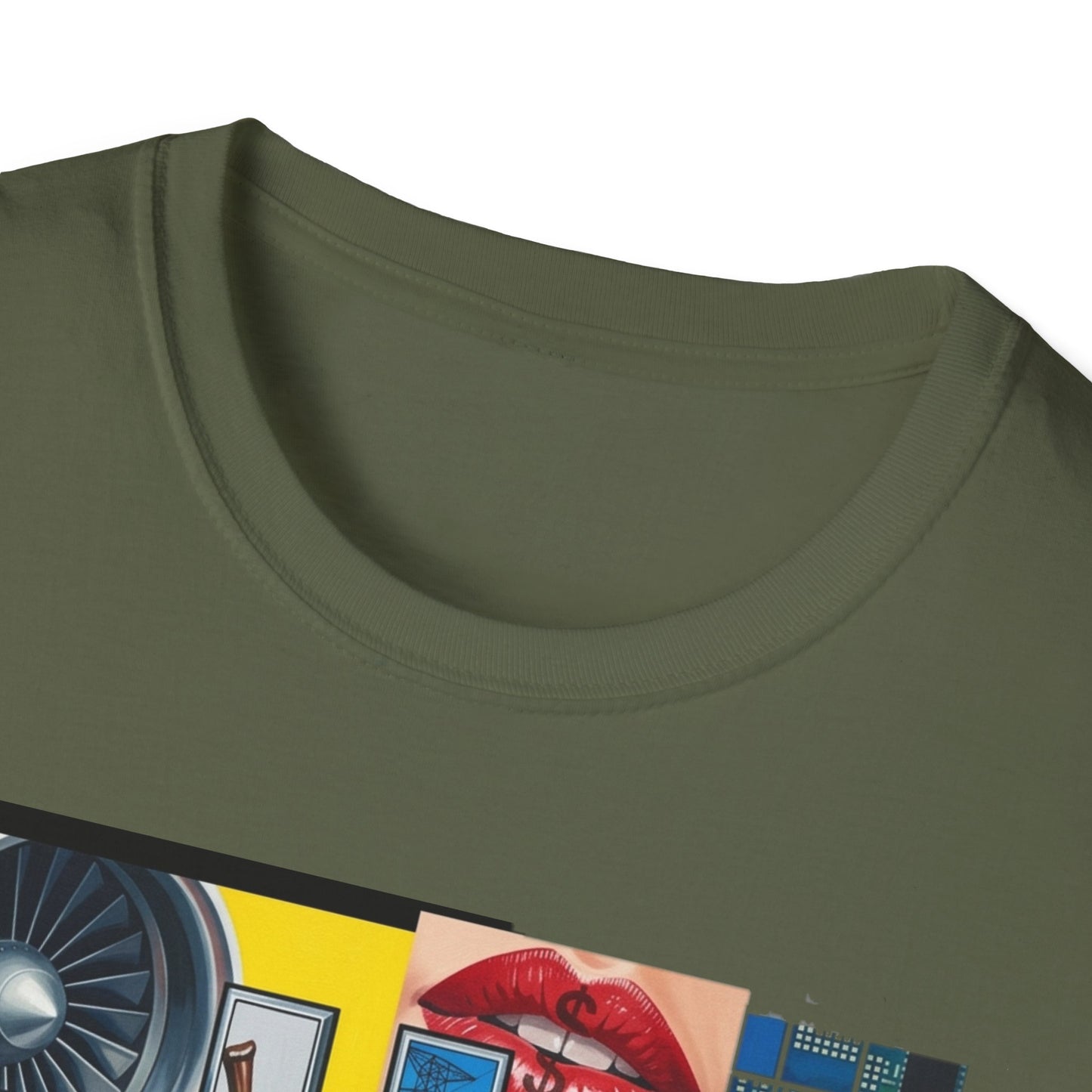 Retro Pop Art 'Ride' Graphic T-Shirt — Vintage Collage Motorcycle & Lips Design