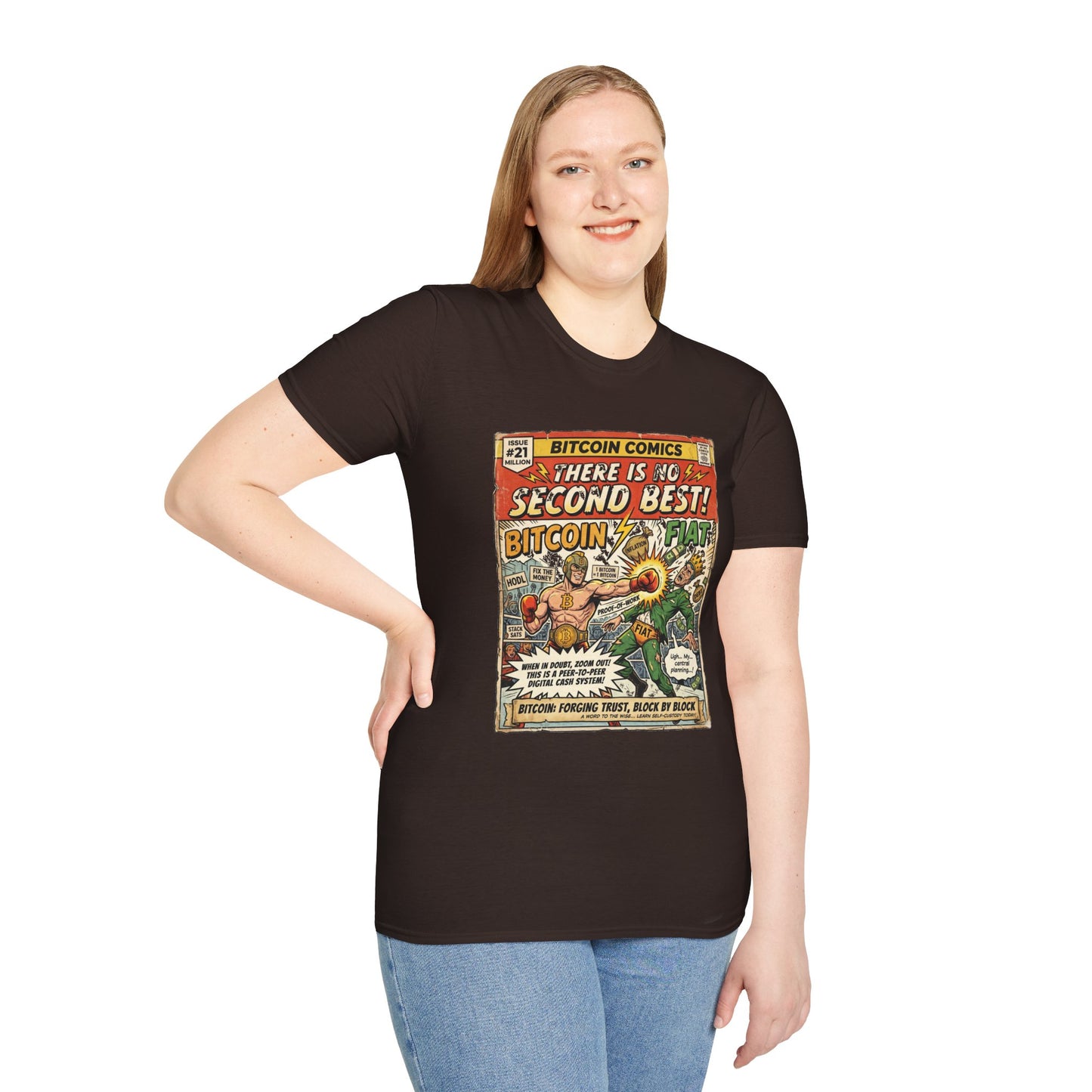 Bitcoin Comics Retro T-Shirt — "There Is No Second Best!" Vintage Crypto Tee