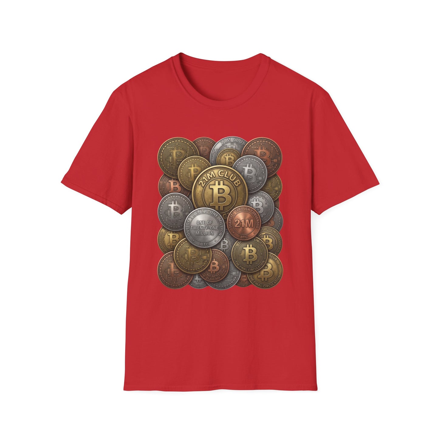 21M Club Coins Stack T-Shirt — Bitcoin & Altcoin Vintage Coins Tee
