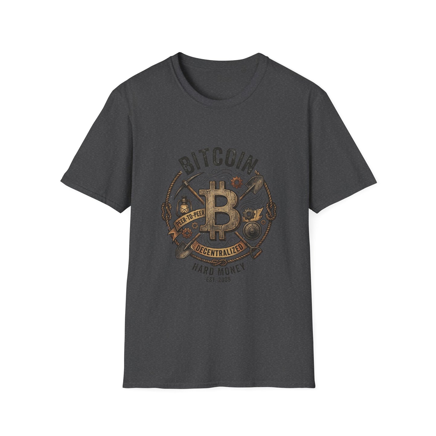 Bitcoin Hard Money T-Shirt — Vintage Crypto Mining Design