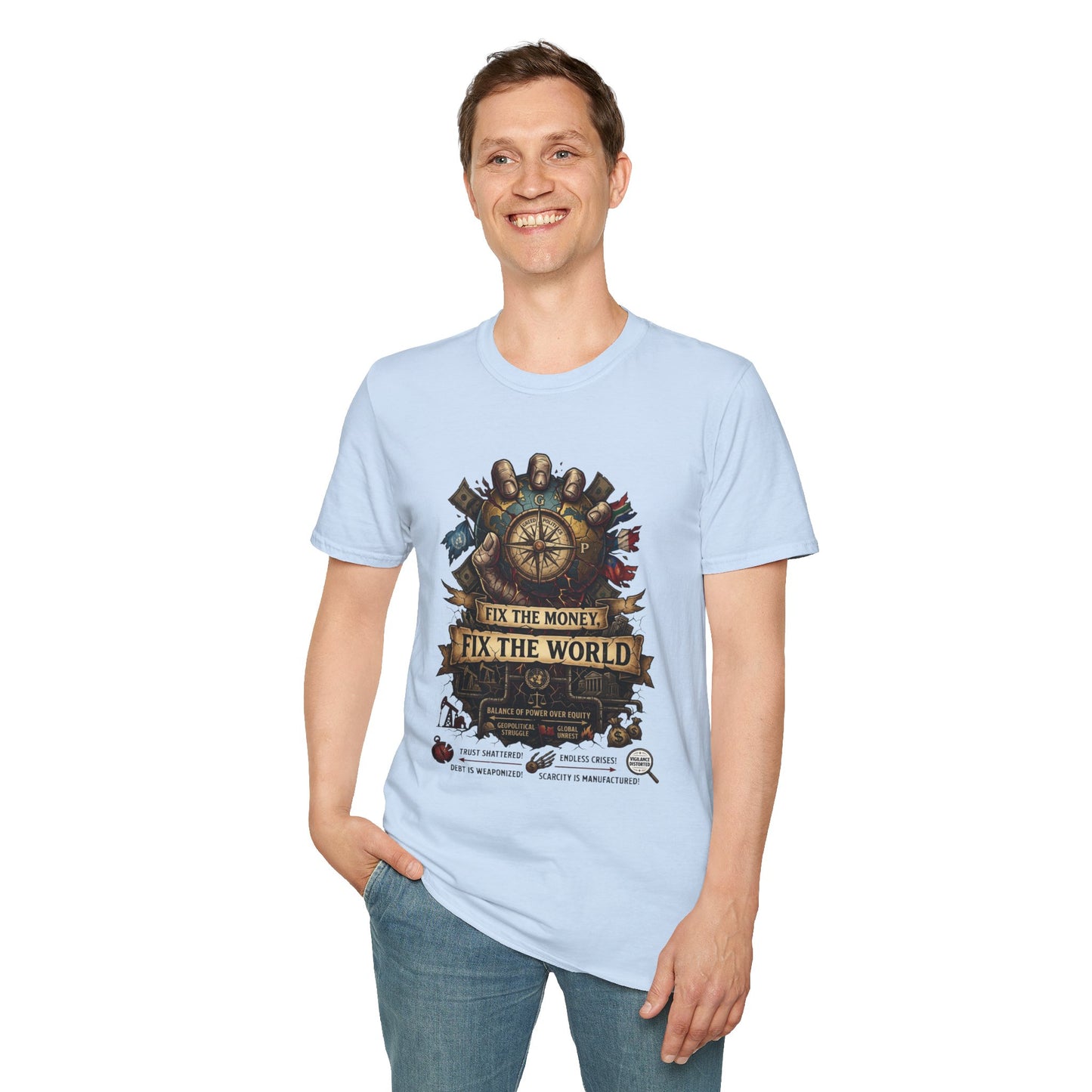 Bitcoin Is The Answer T-Shirt — "Fix The Money, Fix The World" Compass Graphic Tee