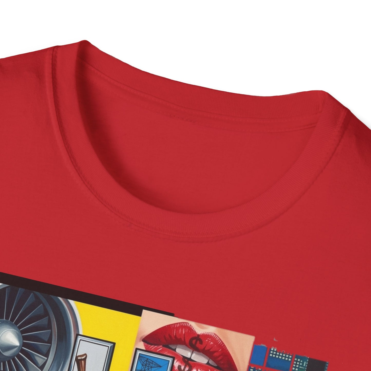 Retro Pop Art 'Ride' Graphic T-Shirt — Vintage Collage Motorcycle & Lips Design