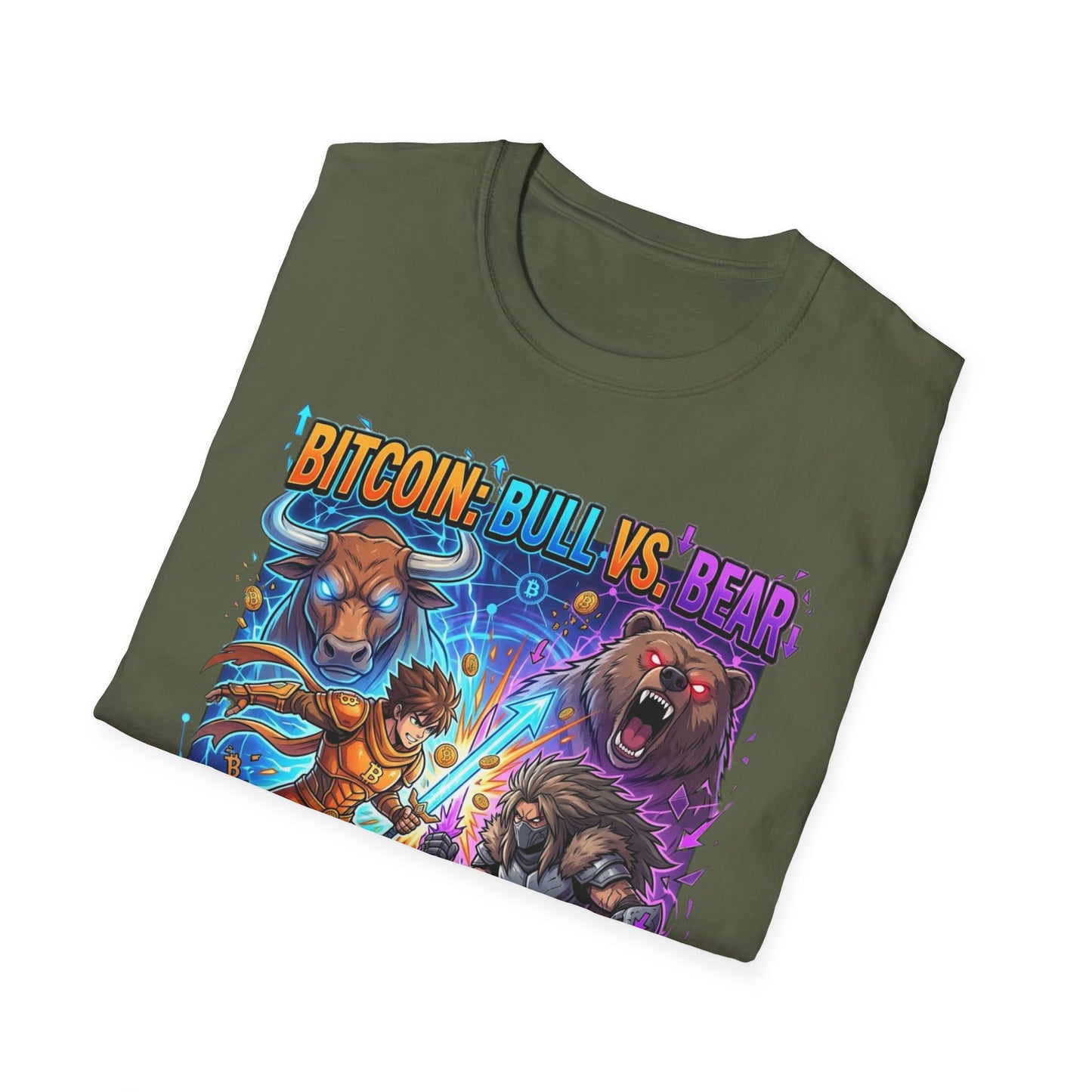 Bitcoin Bull vs Bear T-Shirt - 'The Decentralized Battle' Crypto Graphic Tee