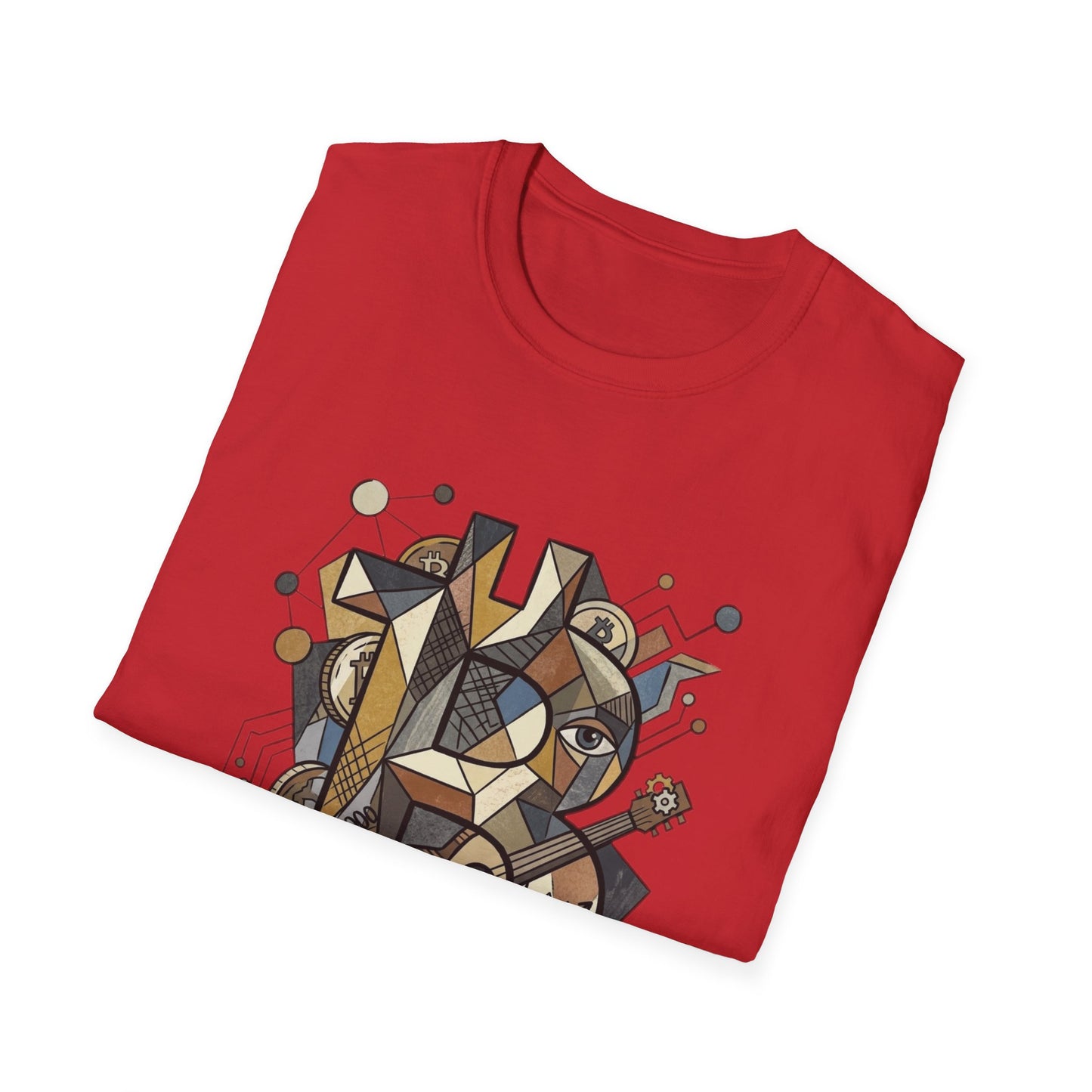 Abstract Geometric Bitcoin T-Shirt — Retro Music Art Tee