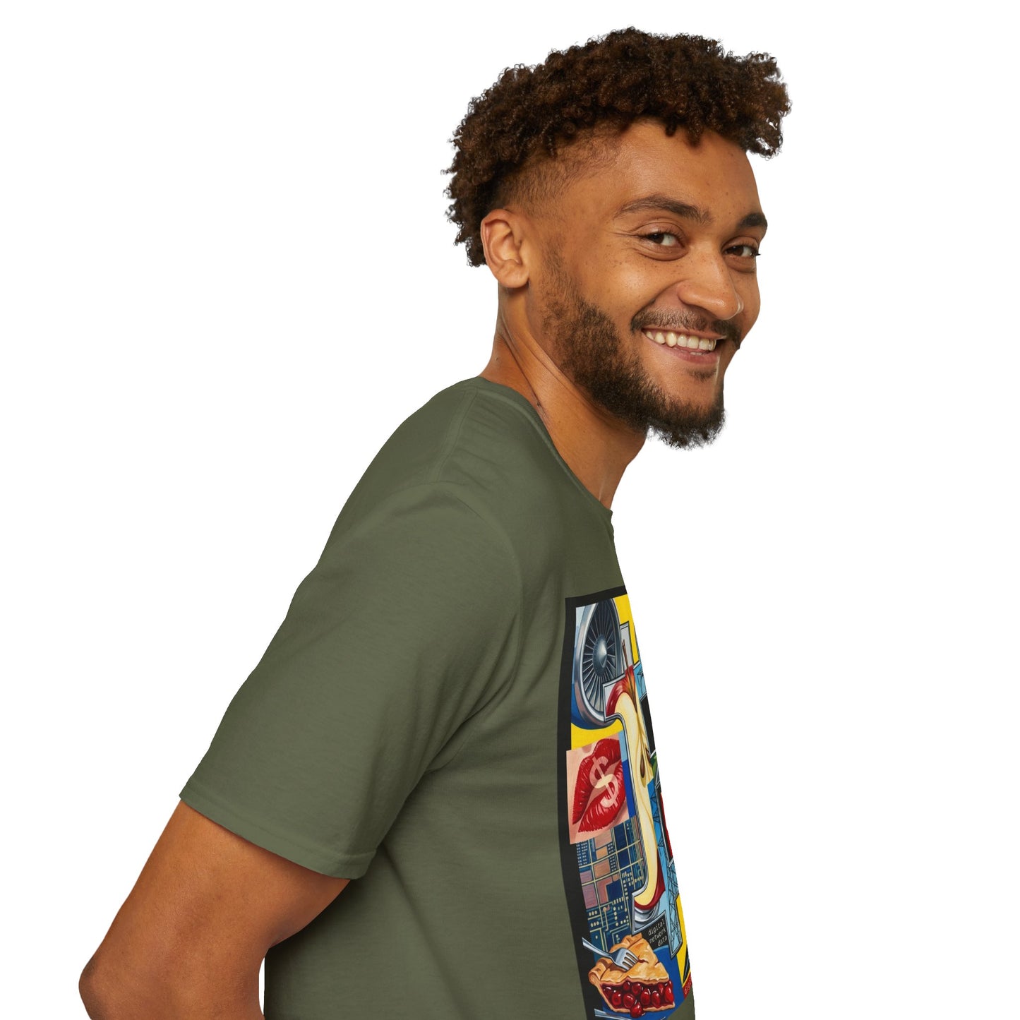 Retro Pop Art 'Ride' Graphic T-Shirt — Vintage Collage Motorcycle & Lips Design
