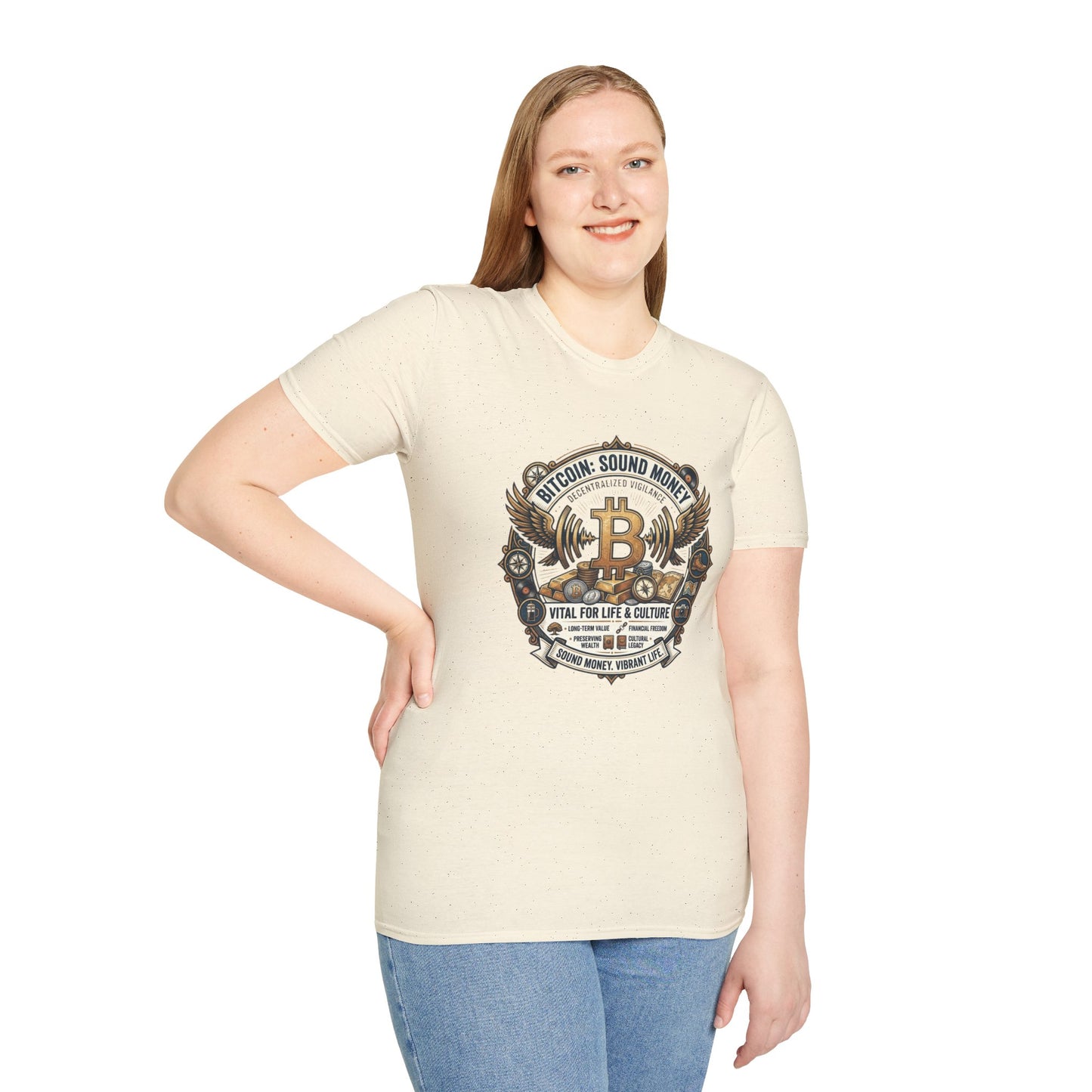 Bitcoin Emblem T-Shirt — "Bitcoin: Sound Money" Vintage Crypto Crest Tee