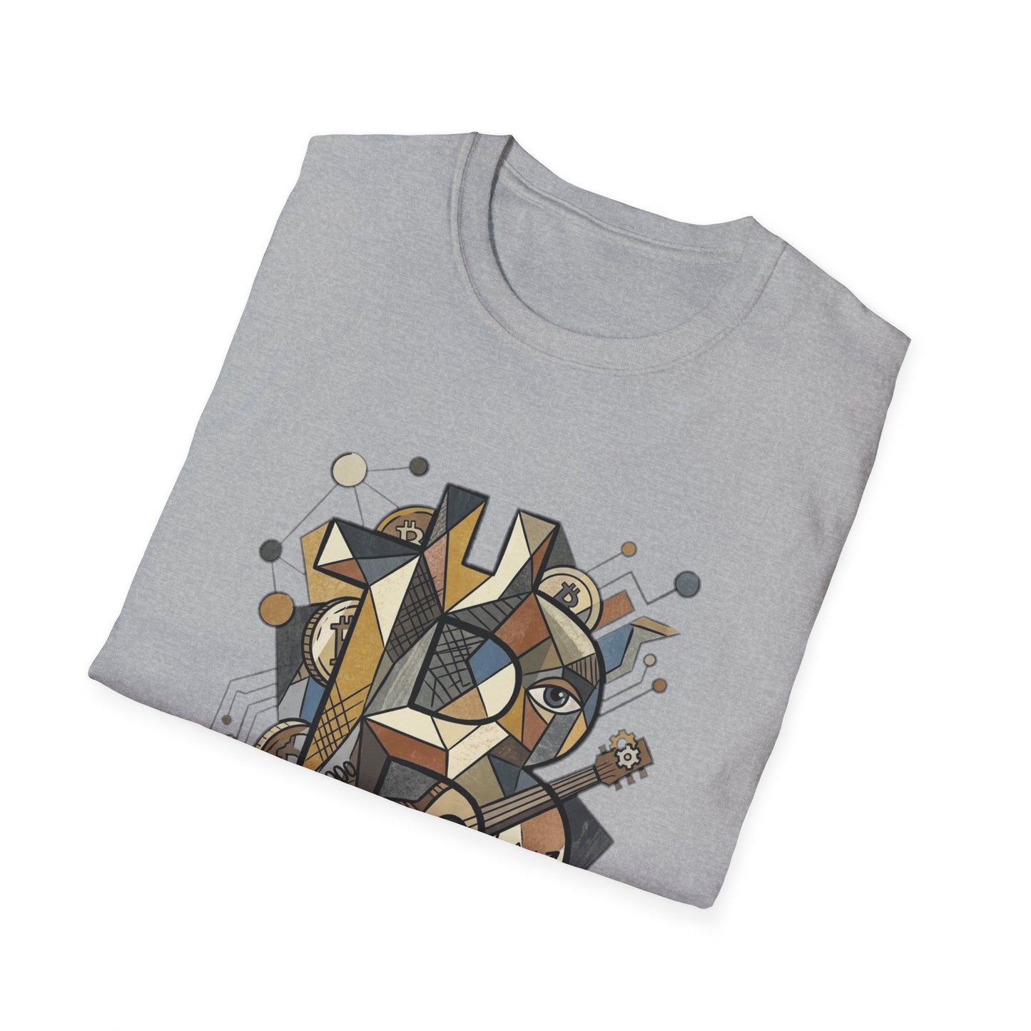 Abstract Geometric Bitcoin T-Shirt — Retro Music Art Tee