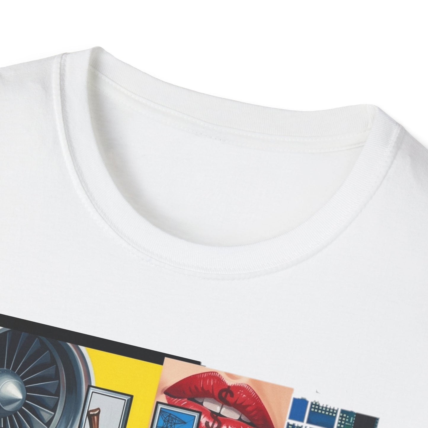 Retro Pop Art 'Ride' Graphic T-Shirt — Vintage Collage Motorcycle & Lips Design