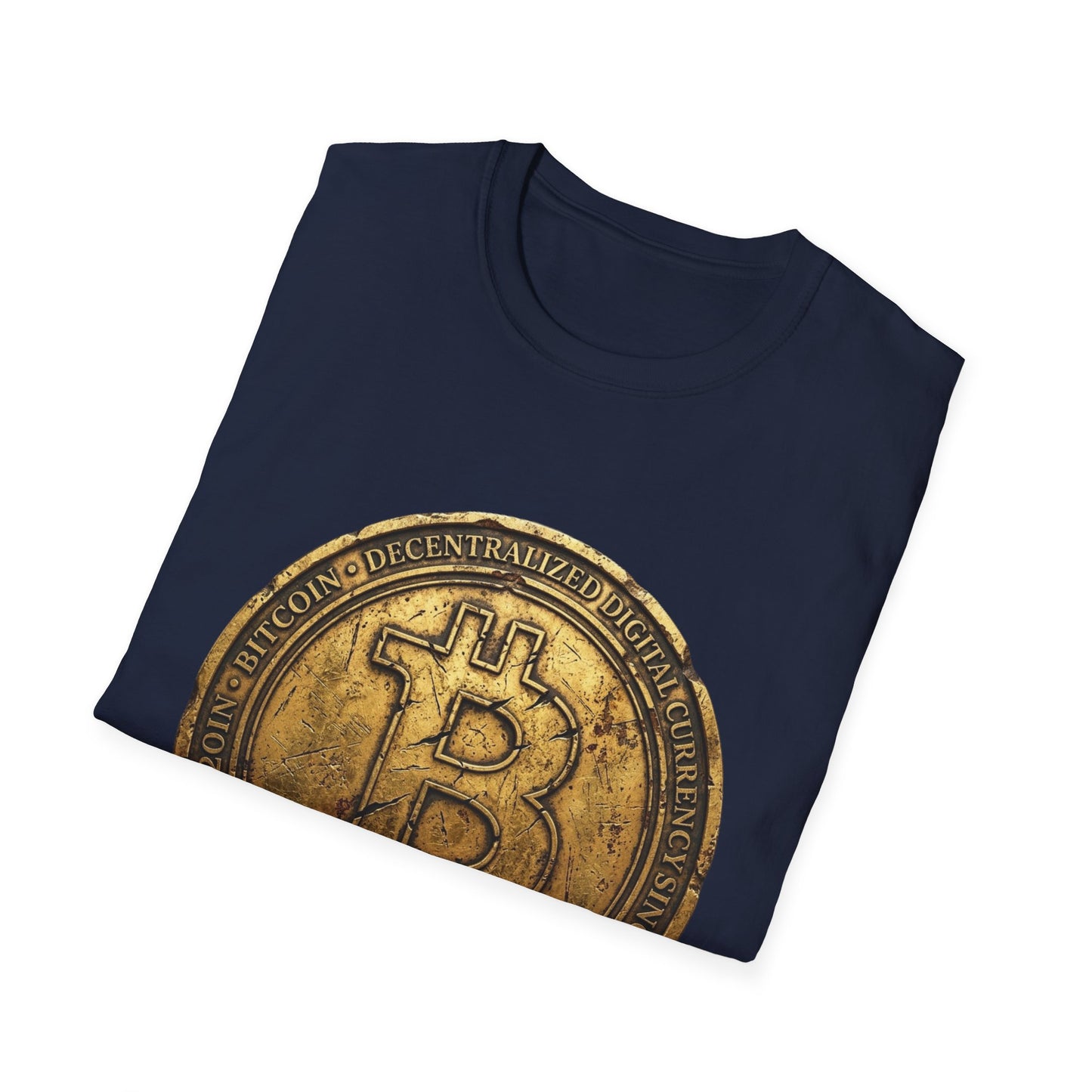 Bitcoin Coin Graphic T-Shirt — Vintage Gold Crypto Tee for Bitcoin Fans