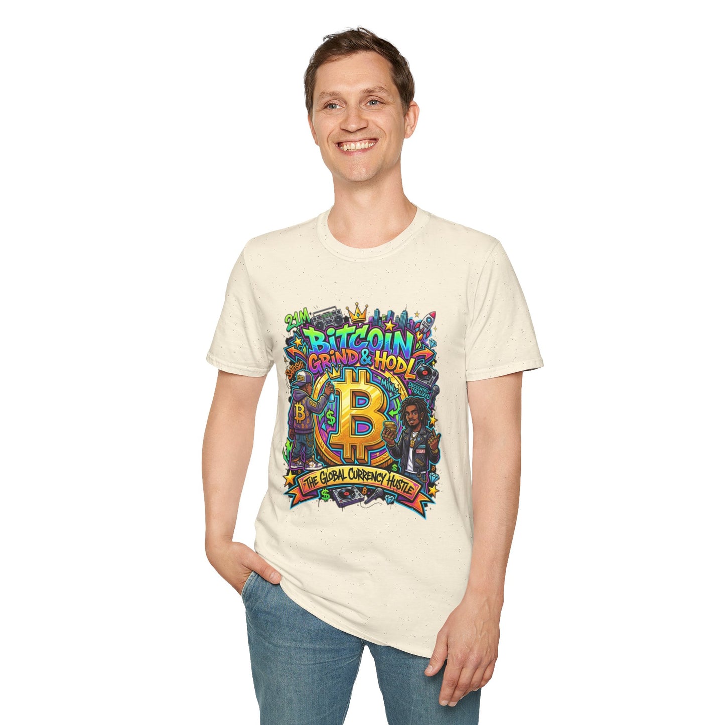 Bitcoin Grind & HODL T-Shirt — Crypto Currency Street Art Tee