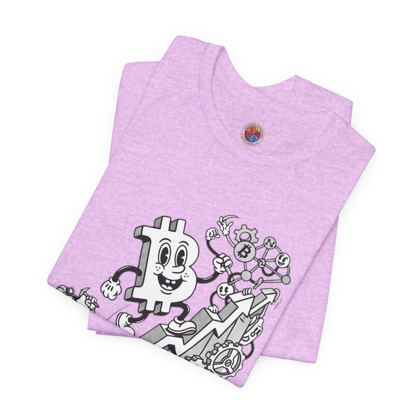 Bitcoin Growth Cartoon Tee — Crypto Stairs Illustration T-Shirt