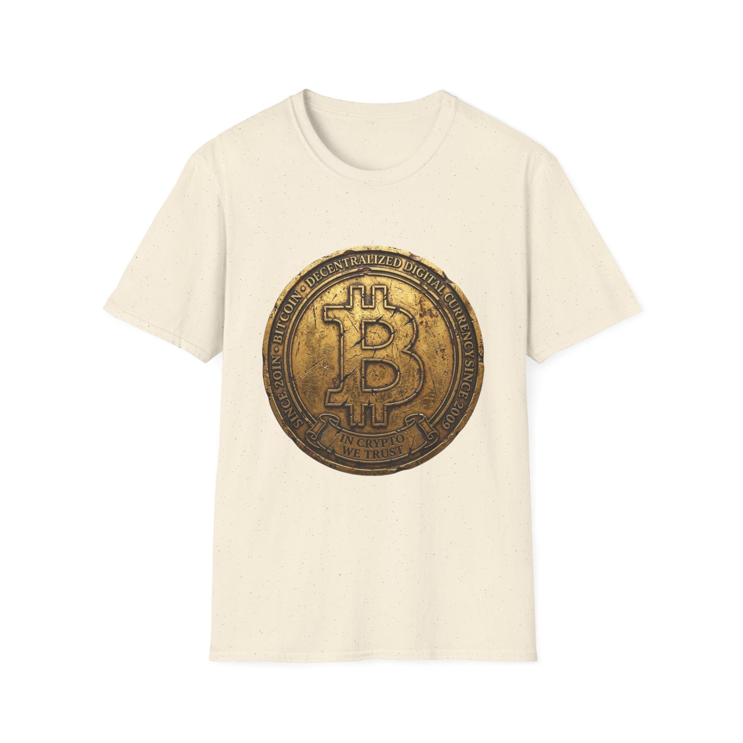Bitcoin Coin Graphic T-Shirt — Vintage Gold Crypto Tee for Bitcoin Fans