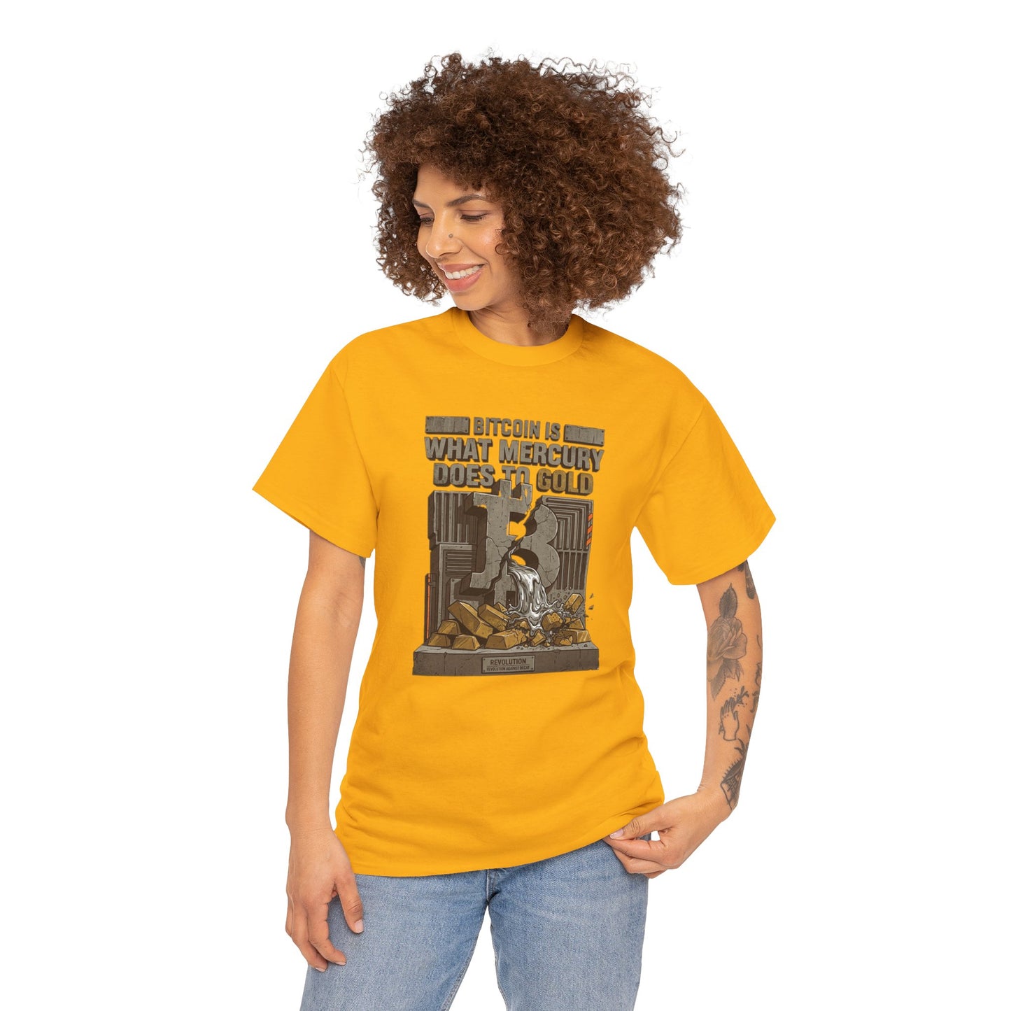 Bitcoin Mercury Effect T-Shirt — "Bitcoin is what mercury does to gold" Graphic Tee