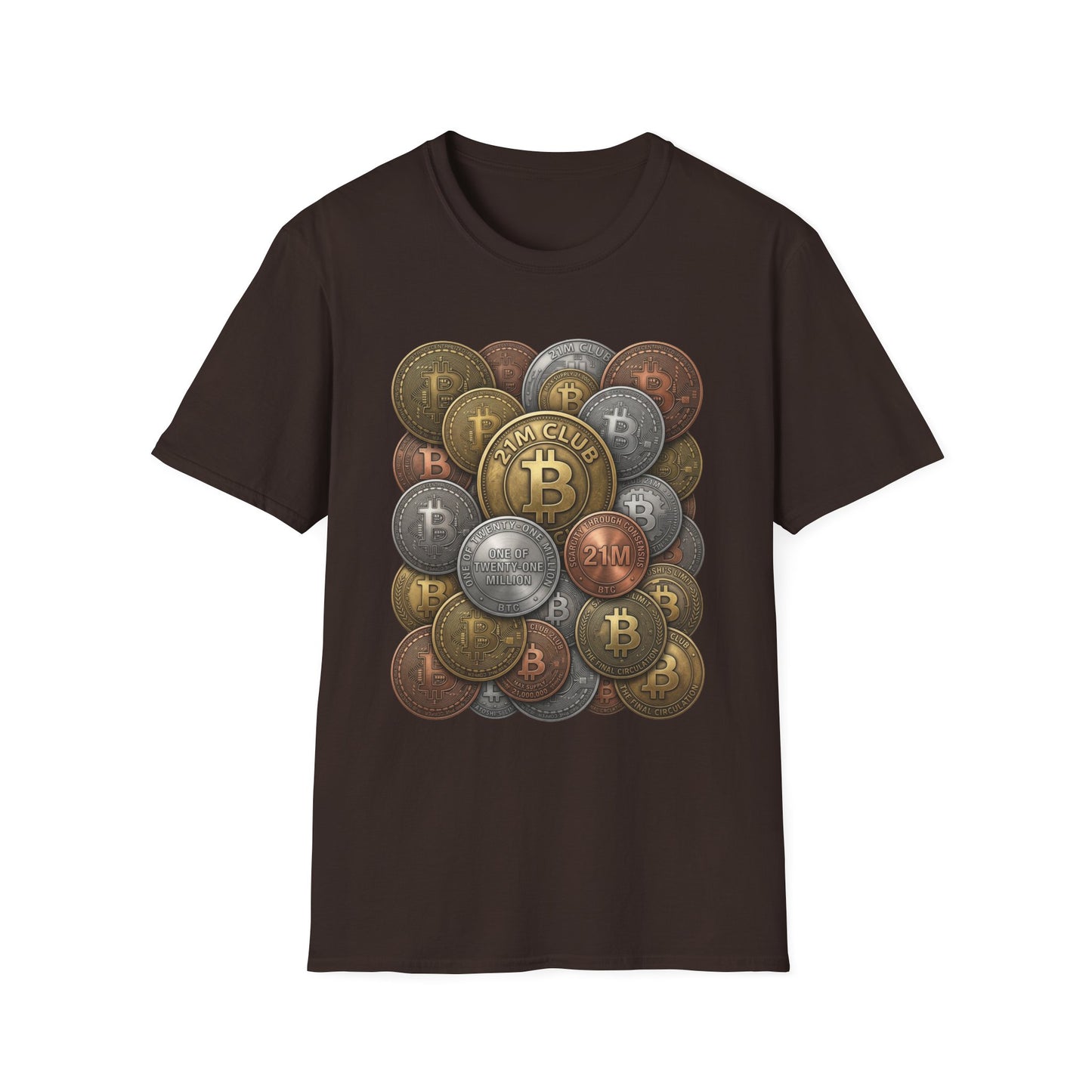 21M Club Coins Stack T-Shirt — Bitcoin & Altcoin Vintage Coins Tee