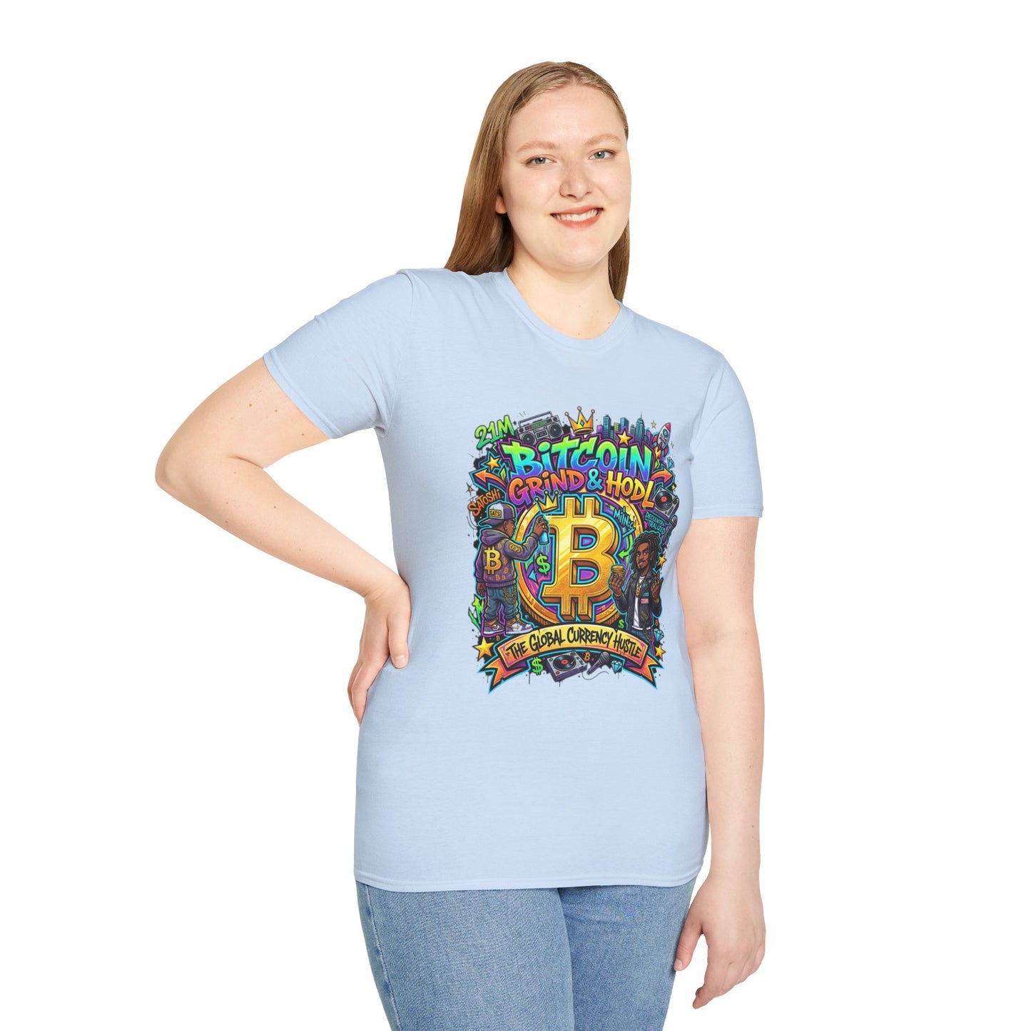Bitcoin Grind & HODL T-Shirt — Crypto Currency Street Art Tee