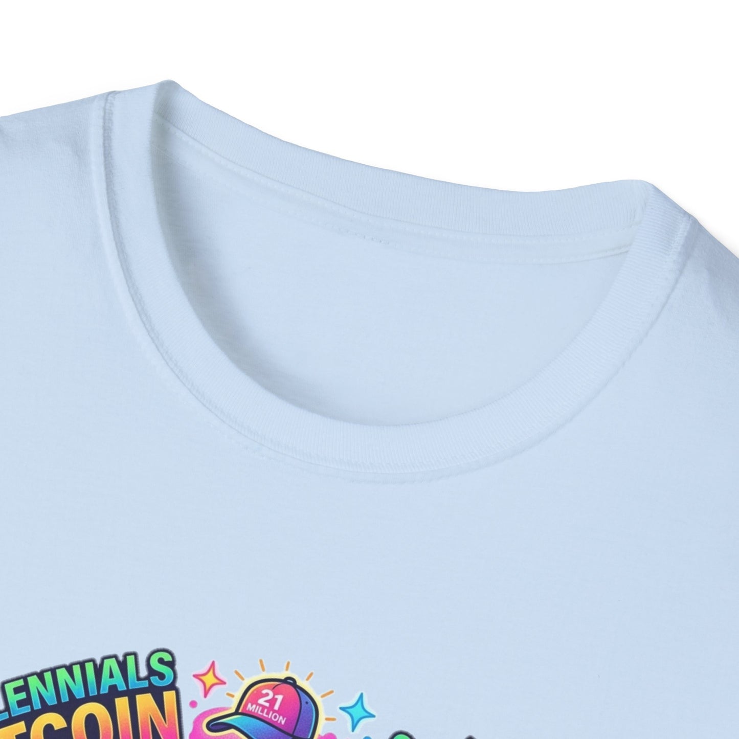 Bitcoin Millennial Crypto Crew T‑Shirt — Colorful Crypto Mining Graphic Tee