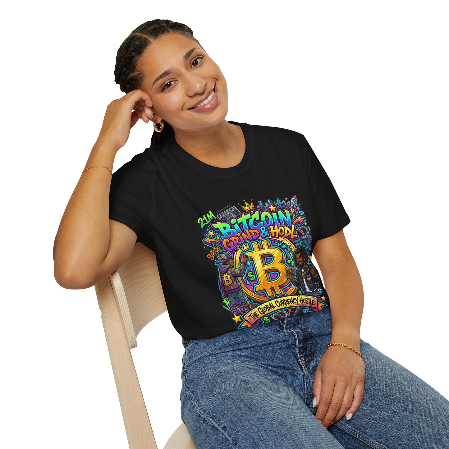 Bitcoin Grind & HODL T-Shirt — Crypto Currency Street Art Tee